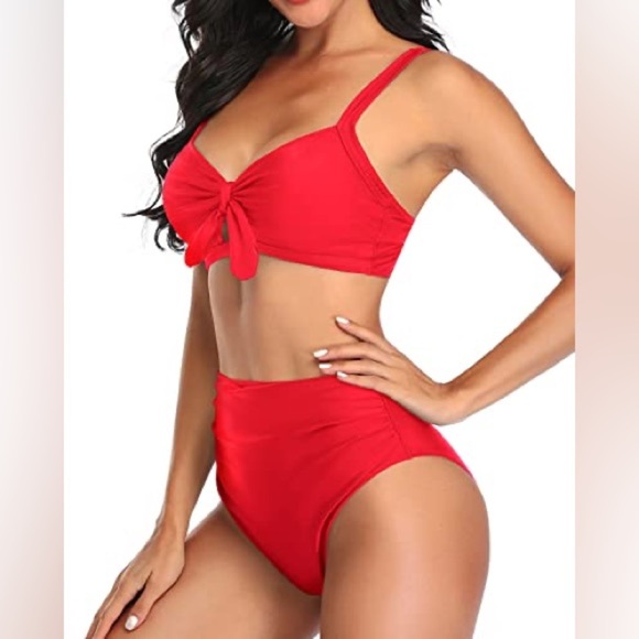 Tempt Me Women High Waisted Bikini Set Tummy Control Ruched Tie Knot Swim Suits - Picture 4 of 9